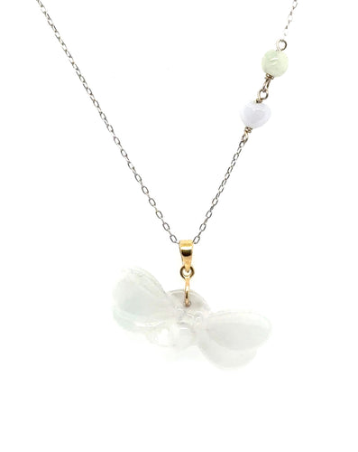 14kt Gold Chain Paired w/Off Set Burmese Jadeite Carved Heart & Lotus (Pendant Not Included)