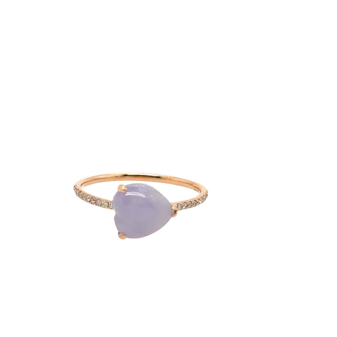 18kt RG Burmese Lavender Jadeite Heart Diamond Ring