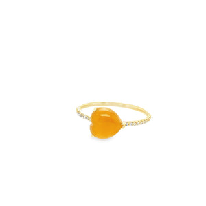 18kt YG Burmese Orange Jadeite Heart Diamond Ring