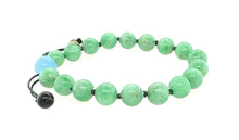 10mm Burmese Apple Green Jadeite w/Aquamarine Men's Mala Silk Bracelet