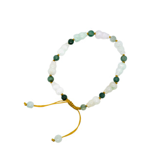 Burmese Jadeite Gourd Silk Bracelet