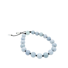 8mm Burmese Blue Jadeite w/Lotus & Gourds Mala Silk Bracelet