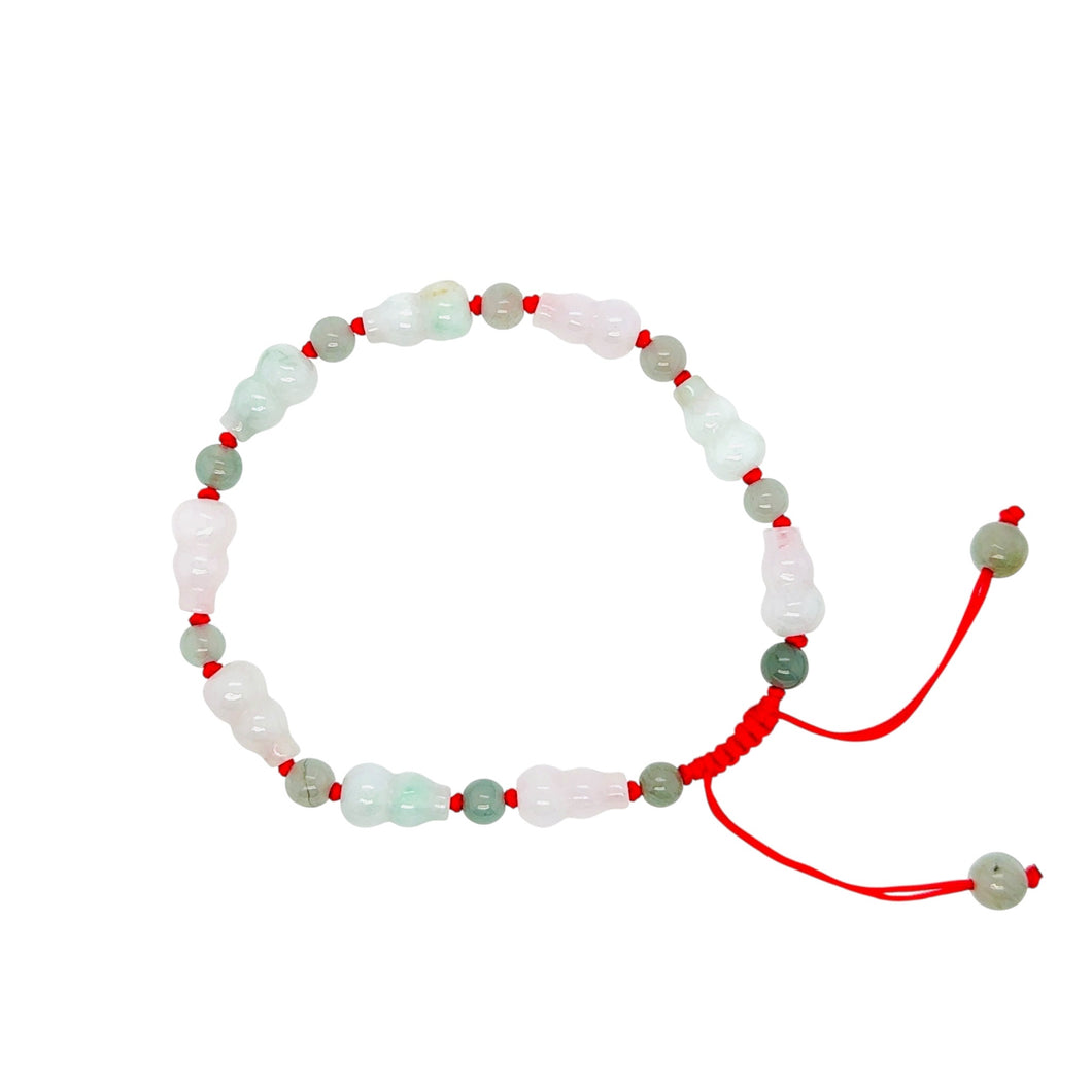 Burmese Jadeite Gourd Silk Bracelet