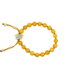 Burmese Honey Jadeite Lotus Blossom Silk Bracelet