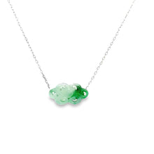 14kt Gold Burmese Green Jadeite Cloud Necklace