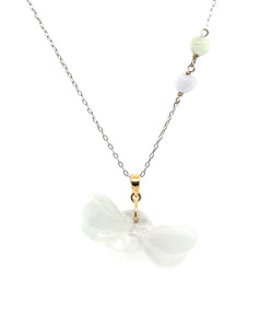 14kt YG Burmese White Jadeite Dragonfly Pendant