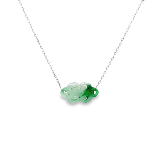 14kt Gold Burmese Green Jadeite Cloud Necklace