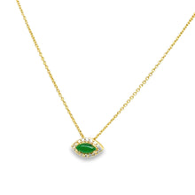 18kt YG Burmese Jadeite Evil Eye w/Diamonds Necklace