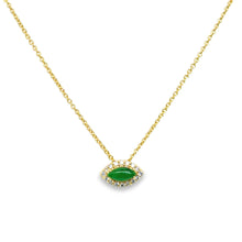18kt YG Burmese Jadeite Evil Eye w/Diamonds Necklace