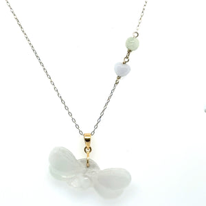 14kt YG Burmese White Jadeite Dragonfly Pendant