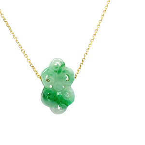 14kt Gold Burmese Green Jadeite Cloud Necklace