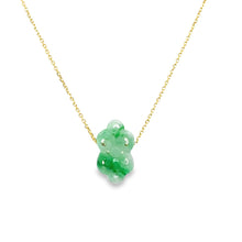 14kt Gold Burmese Green Jadeite Cloud Necklace