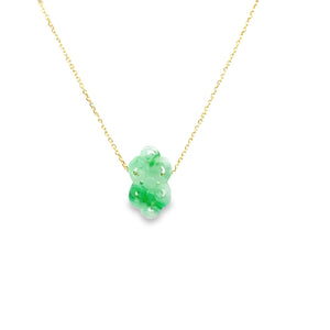 14kt Gold Burmese Green Jadeite Cloud Necklace