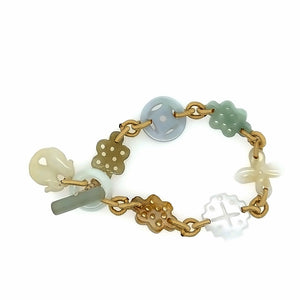Burmese Jadeite Multi Color Jadeite Good Fortune Silk Toggle Bracelet