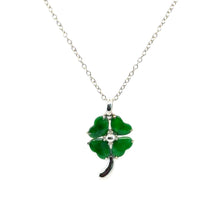 18kt Gold Burmese Emerald Green Jadeite Clover Necklace