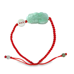 Burmese Jadeite Pei Yao/Pixiu & Coin Silk Bracelet