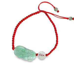 Burmese Jadeite Pei Yao/Pixiu & Coin Silk Bracelet