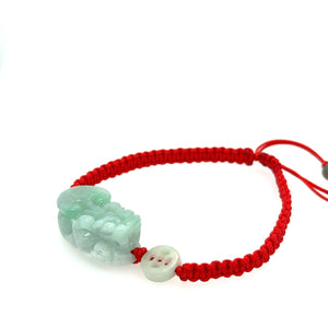 Burmese Jadeite Pei Yao/Pixiu & Coin Silk Bracelet