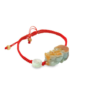 Burmese Jadeite Pei Yao/Pixiu & Coin Silk Bracelet