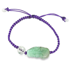 Burmese Jadeite Pei Yao/Pixiu & Coin Silk Bracelet