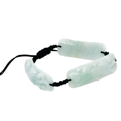 Burmese Jadeite Pei Yao/Pixiu & Coin Silk Bracelet