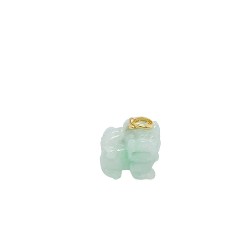 18kt YG Burmese Jadeite Fu Lion Dog Pendant