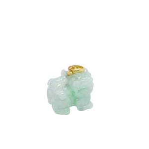 18kt YG Burmese Jadeite Fu Lion Dog Pendant