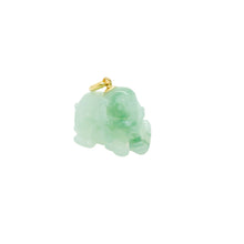 18kt YG Burmese Icy Apple Green Jadeite Lucky Elephant Pendant