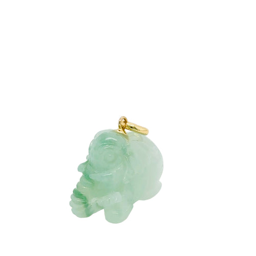 18kt YG Burmese Icy Apple Green Jadeite Lucky Elephant Pendant