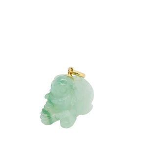 18kt YG Burmese Icy Apple Green Jadeite Lucky Elephant Pendant