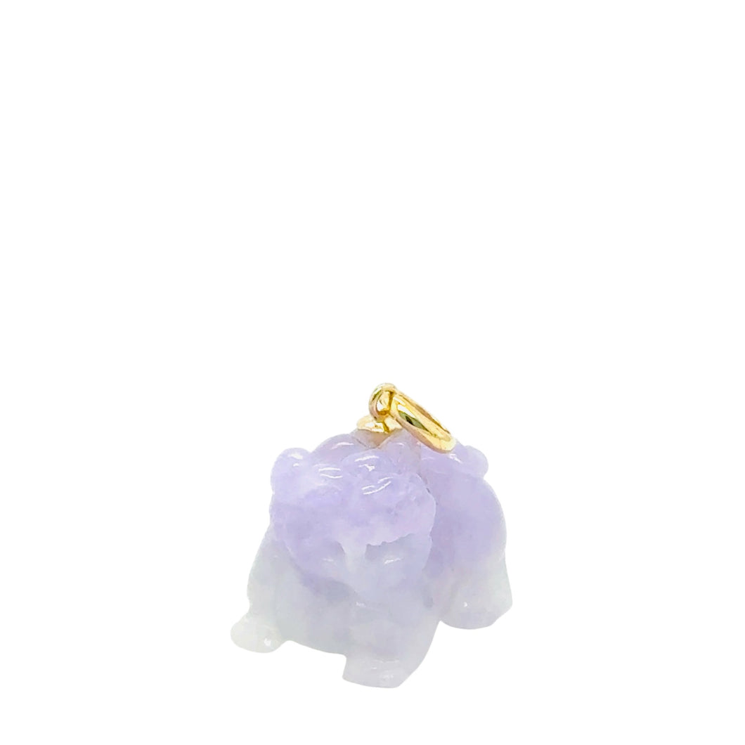 18kt YG Burmese Jadeite Fu Lion Dog Pendant