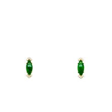 18kt YG Burmese Emerald Green Jadeite Eye & Diamond Studs