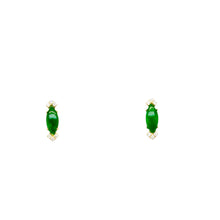 18kt YG Burmese Emerald Green Jadeite Eye & Diamond Studs