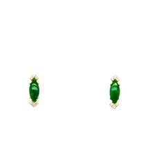 18kt YG Burmese Emerald Green Jadeite Eye & Diamond Studs