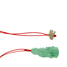 14kt YG Burmese Icy Green Jadeite Kuan Yin Paired w/Burmese Icy Honey Jadeite Tiger Necklace