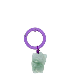 Burmese Jadeite Money Cat Keyring Charm