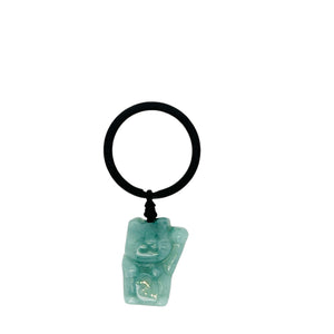 Burmese Jadeite Money Cat Keyring Charm