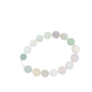 10mm Burmese Icy Pastel Jadeite Mala Silk Bracelet