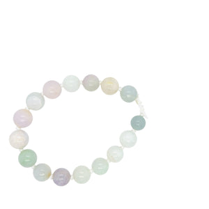 10mm Burmese Icy Pastel Jadeite Mala Silk Bracelet