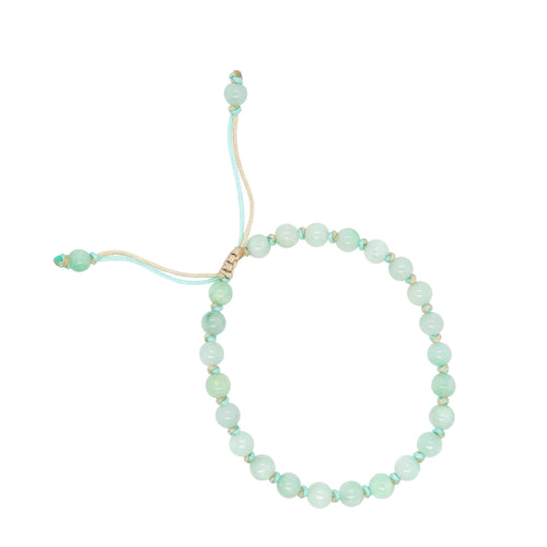 5mm Burmese Mint Green Jadeite Mala Silk Bracelet