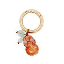 Burmese Jadeite Coin & Gourd Paired w/Strawberry Sunstone Pei Yao Keyring Charm