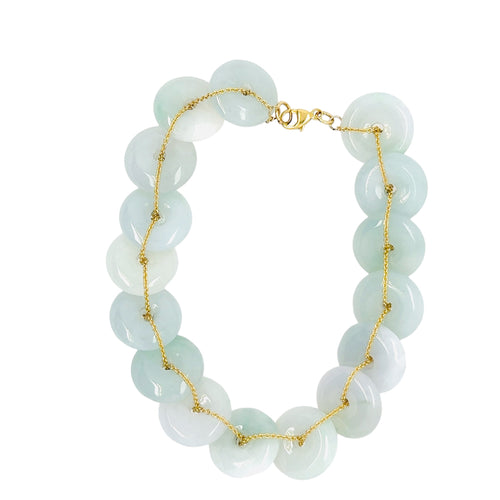 14kt YG Burmese Icy Jadeite Good Fortune Bracelet