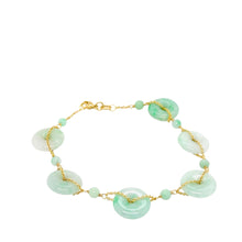 14kt YG Burmese Apple Green Jadeite Good Fortune Bracelet