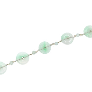 14kt WG Burmese Mint Green Jadeite Good Fortune Bracelet