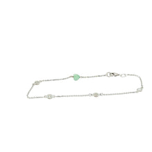 18kt WG Burmese Mint Green Jadeite Heart w/Diamonds Love Bracelet