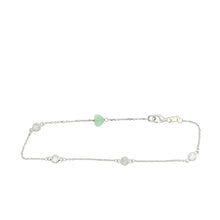 18kt WG Burmese Mint Green Jadeite Heart w/Diamonds Love Bracelet