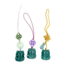 Blue Burmese Jadeite Chubby Money Cat w/Mini Baqua Charm