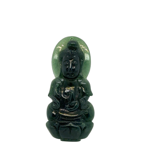 Burmese Black Ink Jadeite Kuan Yin Carving
