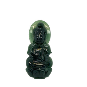 Burmese Black Ink Jadeite Kuan Yin Carving