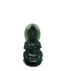 Burmese Black Ink Jadeite Kuan Yin Carving